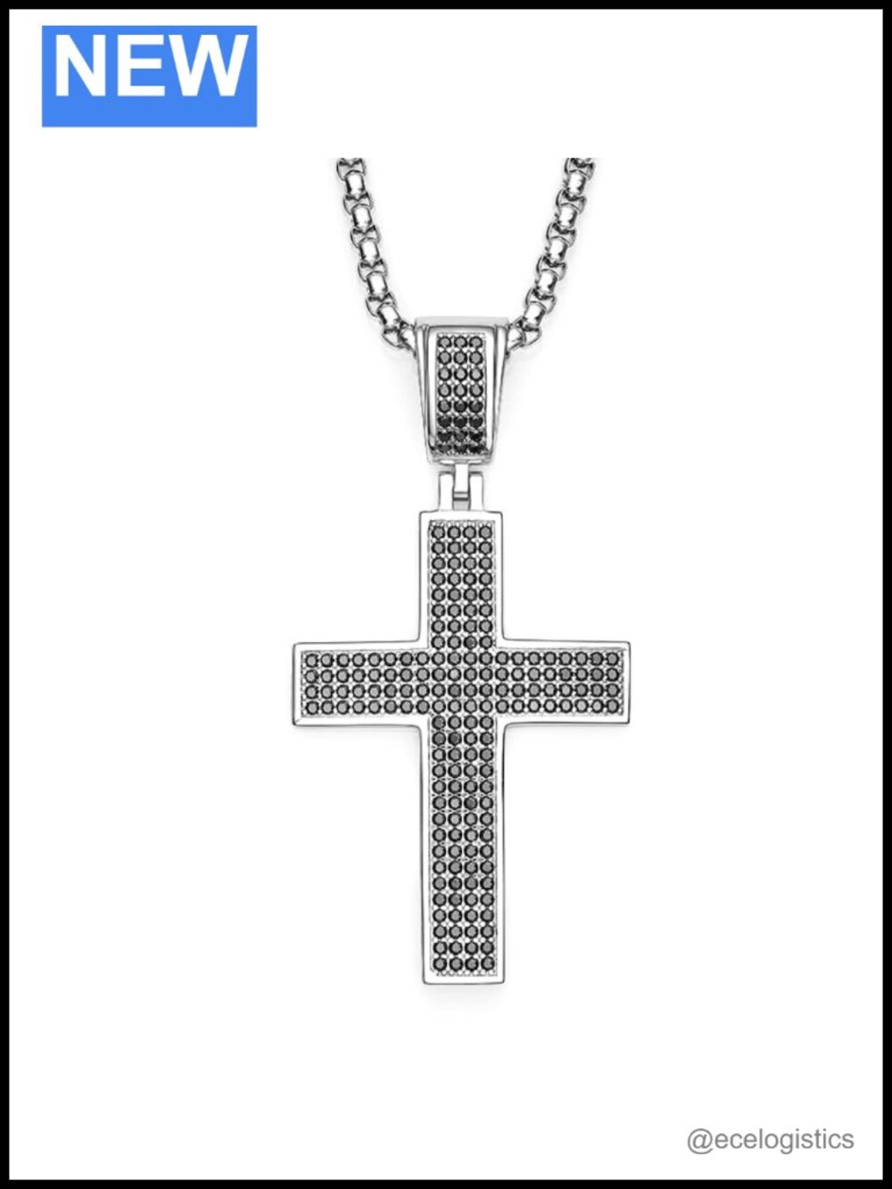 Moissanite Cross Pendant Necklace 925 Sterling Silver 18k White Gold Plated